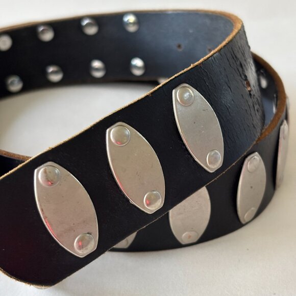 90s Espresso + Silver Leather Belt sz S - Picture 5 of 8